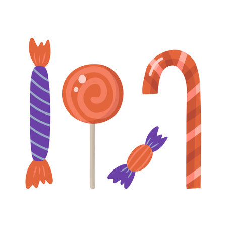 Halloween party colorful candy icons set vector illustration.のイラスト素材