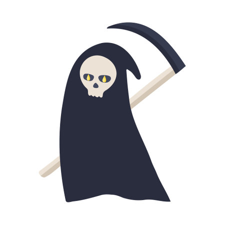 Symbolic Grim Reaper, simple flat cartoon death symbol.のイラスト素材