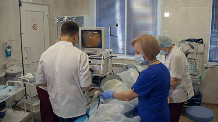 Endoscopic operation in hospitalの写真素材