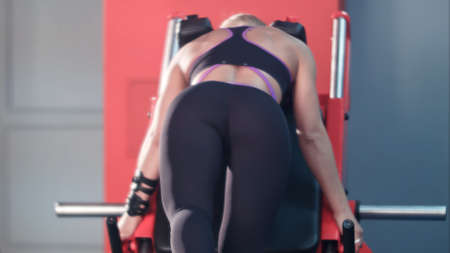 Sexy girl butt workout in the gym. Back view.の写真素材