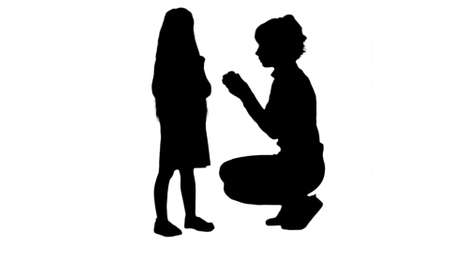 Silhouette Happy mother with daughter eating healthy food track matteの写真素材
