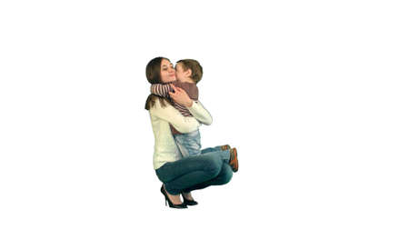 Lovely portrait of a mother and son on white background isolatedの写真素材