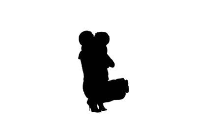Silhouette Lovely portrait of a mother and sonの写真素材