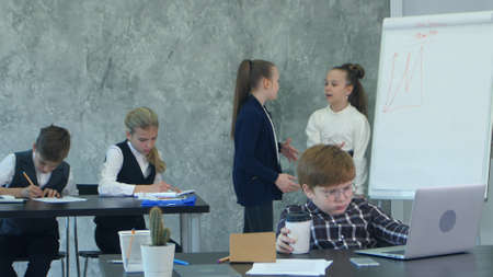 Business kids working process in officeの写真素材