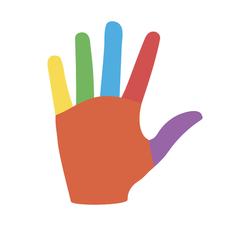 Hand with colorful fingers. Vector illustration flat designのイラスト素材