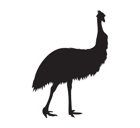 Emu  Silhouette. Black Iconのイラスト素材