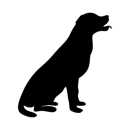 Dog Icon. Labrador Silhouette Sittingのイラスト素材