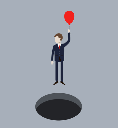 Business Man Flying On Air Balloon from Holeのイラスト素材