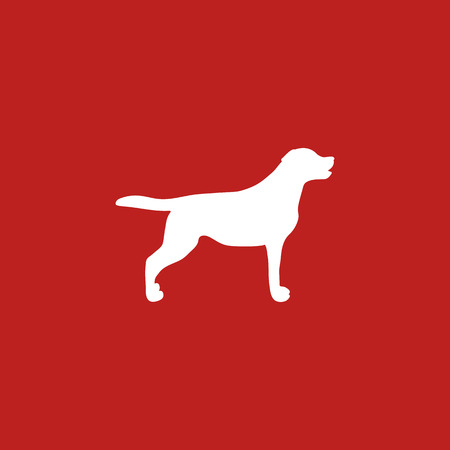 White Silhouette Dog on Red Background. Vector illustration design.のイラスト素材