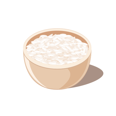 Rice in a bowl on a white background. Vector illustration flat designのイラスト素材