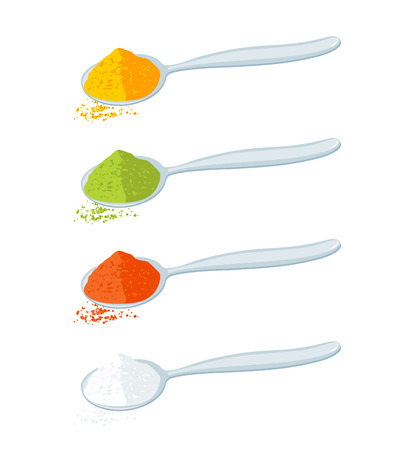 Indian Spices Powder in Spoon illustration.のイラスト素材