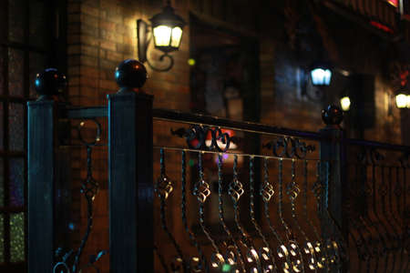 Close up view of fence outside the bar.の写真素材