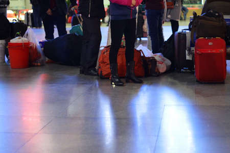 luggage at airport while Return tripのeditorial素材