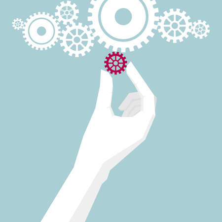 One hand to repair mechanical partsのイラスト素材