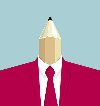 Creative concept, businessman's head is pencil.のイラスト素材