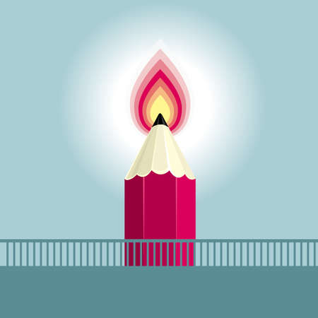 Candle design concept, combination of pencils and flames.のイラスト素材