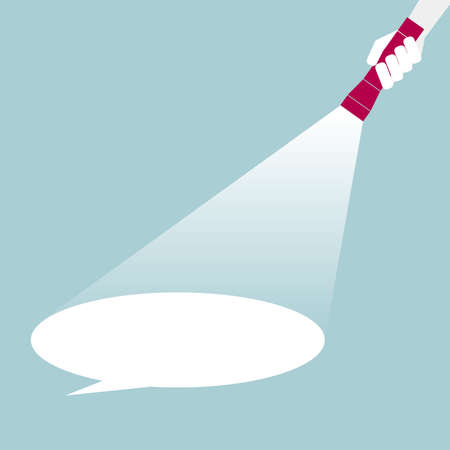 Hand holding a flashlight,projection a clock.のイラスト素材