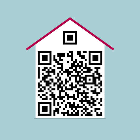 Conceptual design of two-dimensional code,  Is the shape of the house.のイラスト素材