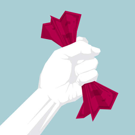 Hand holding dollar banknotes