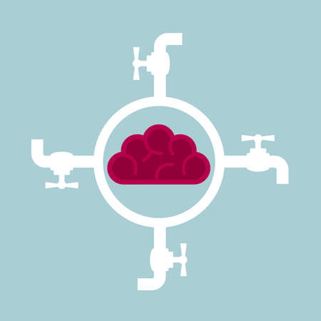 Surreal concept design, combination of faucet and brain.のイラスト素材