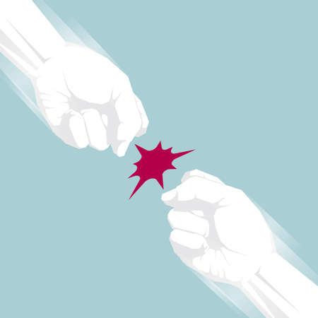 drawn fist for power concept design.Two fists confrontation.のイラスト素材
