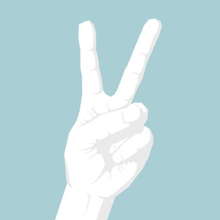 Vector drawn gesture symbol,Victory gestureのイラスト素材
