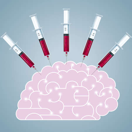 Big ideas design concept, inject drugs into the brain.のイラスト素材