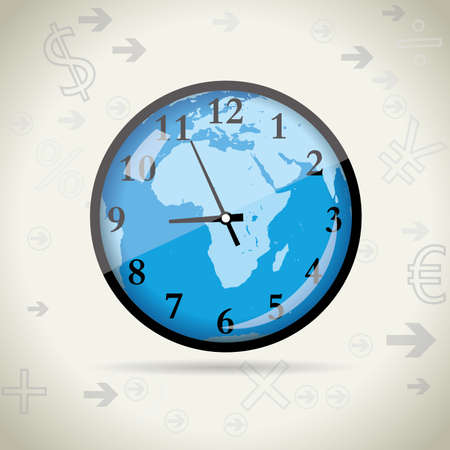 Clock concept, background of financial symbolsのイラスト素材