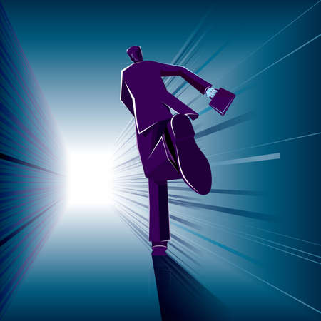 A leader running in the tunnelのイラスト素材
