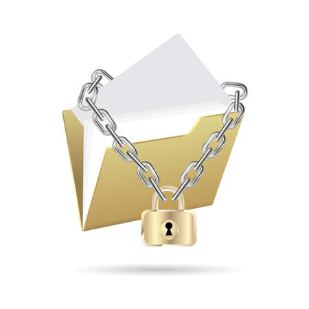 Folder locked by a chain.Isolated on white background.のイラスト素材
