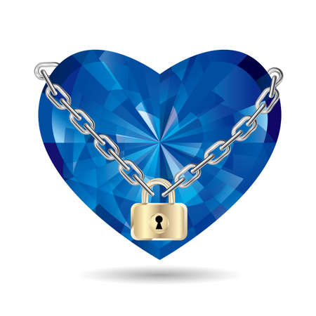 Diamonds locked by a chain.Isolated on white background.のイラスト素材