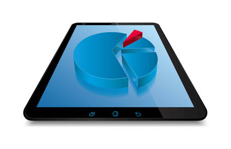Pie chart on the tablet,Isolated on white background.のイラスト素材