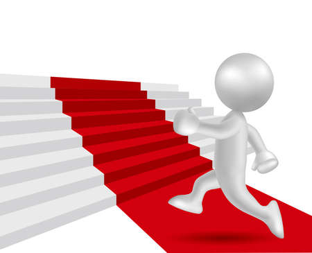 drawn running man symbol on the red carpet, image uses a grid gradient.のイラスト素材