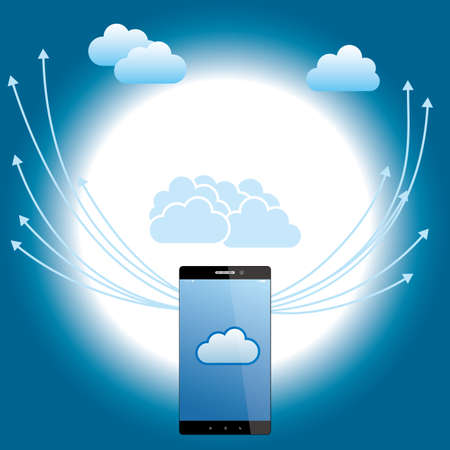 Cloud computing and networking design concept.Mobile Internet.のイラスト素材