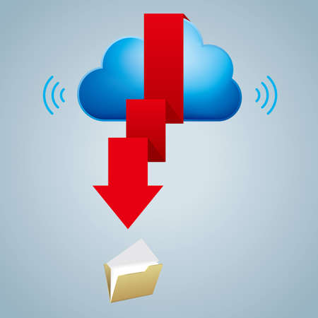 Cloud computing and networking design concept, Data download concept.のイラスト素材