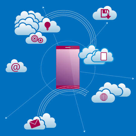 Cloud computing and networking design concept.The background is blue.のイラスト素材