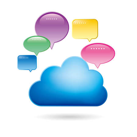 Cloud computing and networking design concept,Cloud and speech bubble combination.のイラスト素材