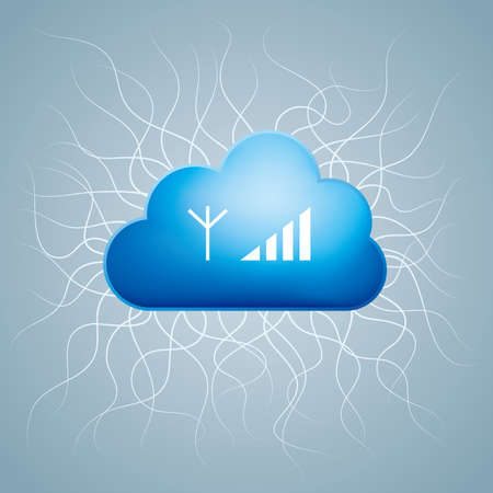 Cloud computing and networking design concept,Cloud and mobile signal combination.のイラスト素材