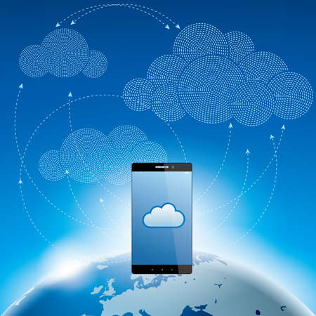 Cloud computing and networking design concept,Global communication design concept.のイラスト素材