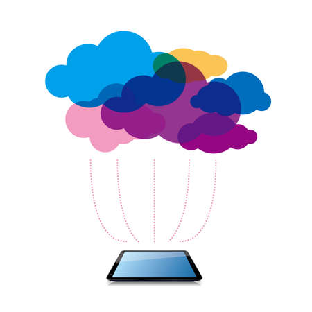 Cloud computing and networking design concept,Cloud symbol on the tabletのイラスト素材