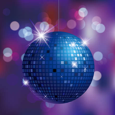 Disco ball with bright rays design, night party retro background. illustration.のイラスト素材