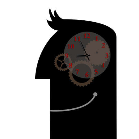 Clock in the human brain. Isolated over white background.のイラスト素材