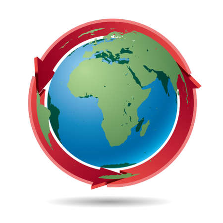 Global concept design, drawing earth.Earth and arrow combination.のイラスト素材
