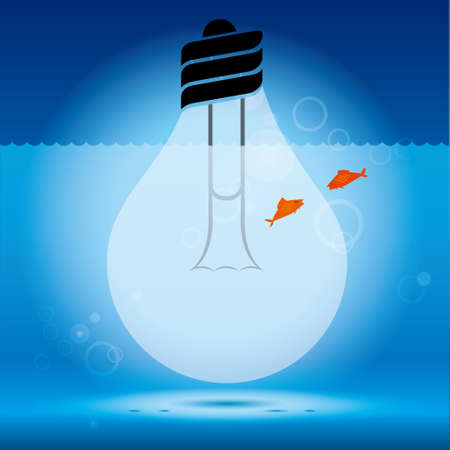 Big idea concept design, fish and bulb combination.のイラスト素材