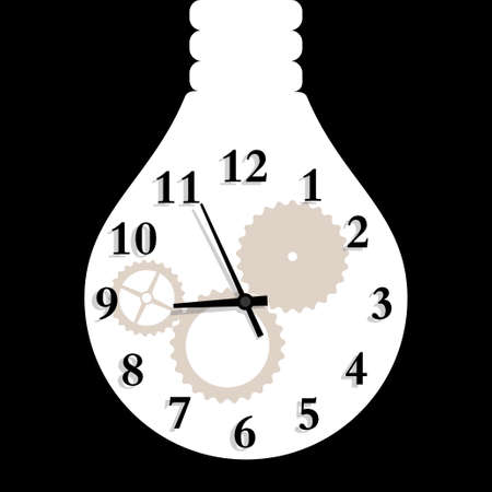 Big idea concept design, clock in light bulb.のイラスト素材