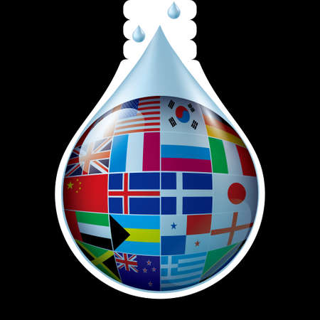 Light bulb shape trap, global concept, water drop.のイラスト素材
