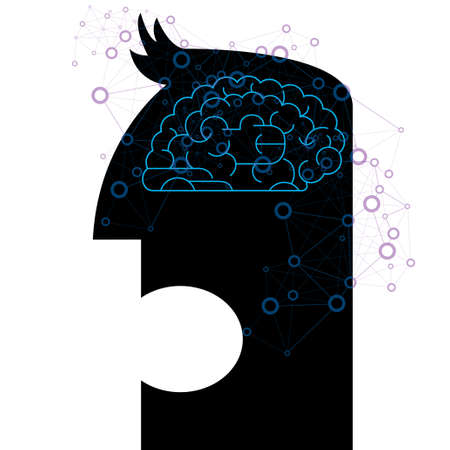 Artificial intelligence conceptual design. Isolated over white background.