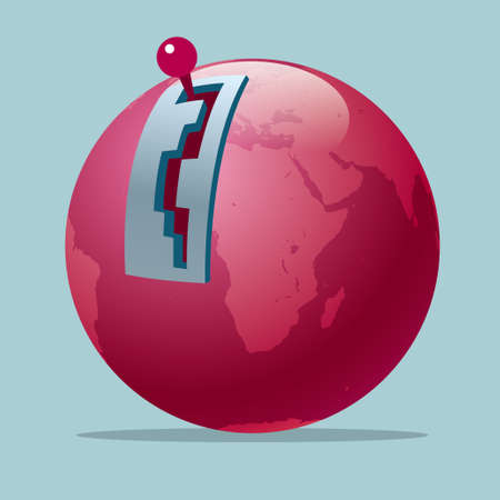 A combination of gearbox and earth.The background is blue.のイラスト素材