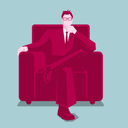 Business leader, a businessman sitting on the couch resting.のイラスト素材