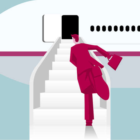 Hurry businessman boarding, business concept design.のイラスト素材